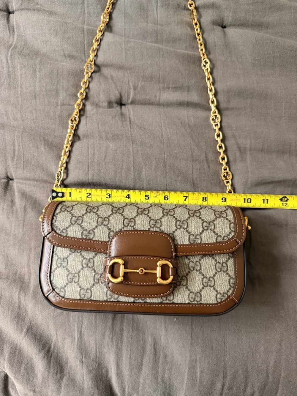 Gucci Canvas Horsebit 1955 Shoulder Bag with Gold Hardware - Picture 10 of 16